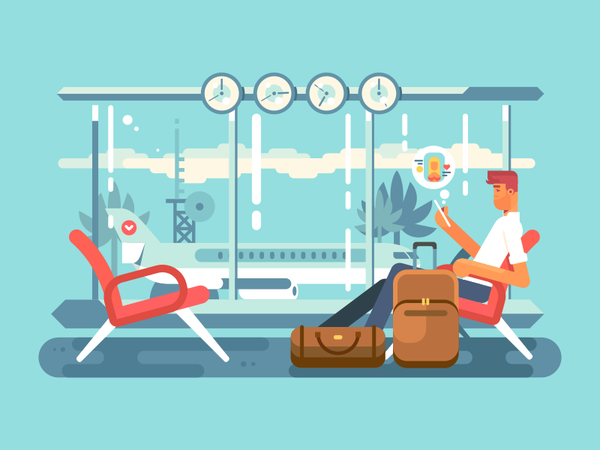 Waiting at airport airport departure character man waiting plane vocat.png