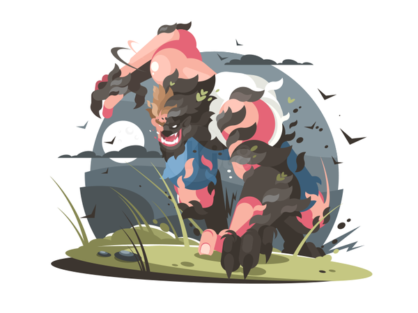 Werewolf night moon man character werewolf illustration vector flat ki.png