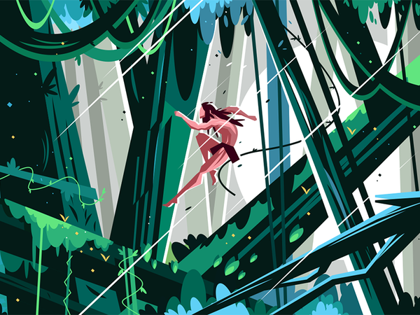Wild man jumping in jungles kit8 flat vector illustration character ju.png