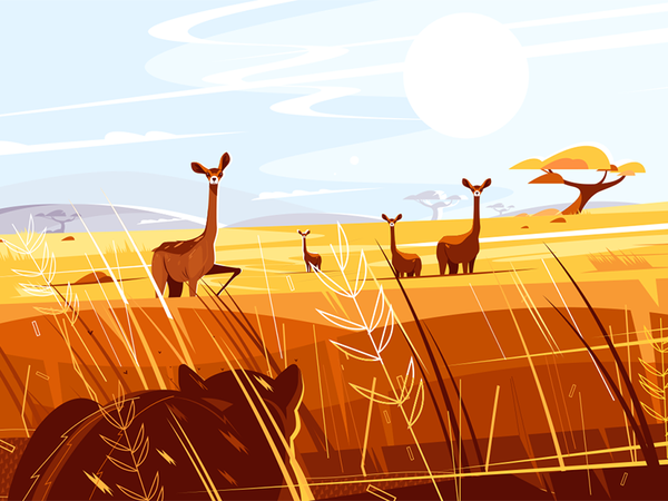 Wild picturesque savannah kit8 flat vector illustration character anim.png