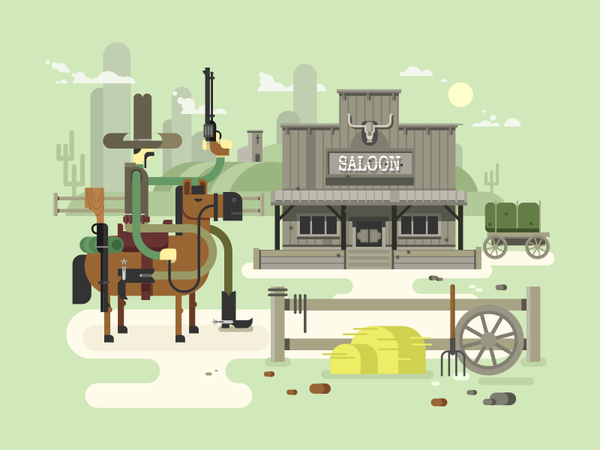 Wild west saloon sheriff western cowboy horse saloon west wild illustr.png