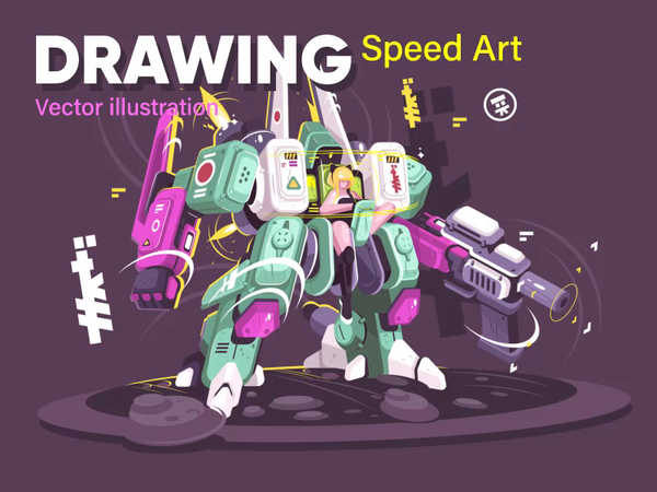 Woman in an exoskeleton - Speed Art Drawing vector illustration futuri.png