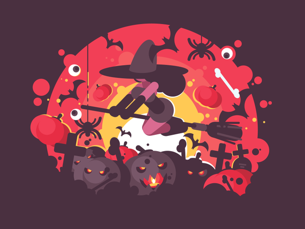 Witch Halloween woman girl character pumpkin broomstick halloween witc.png