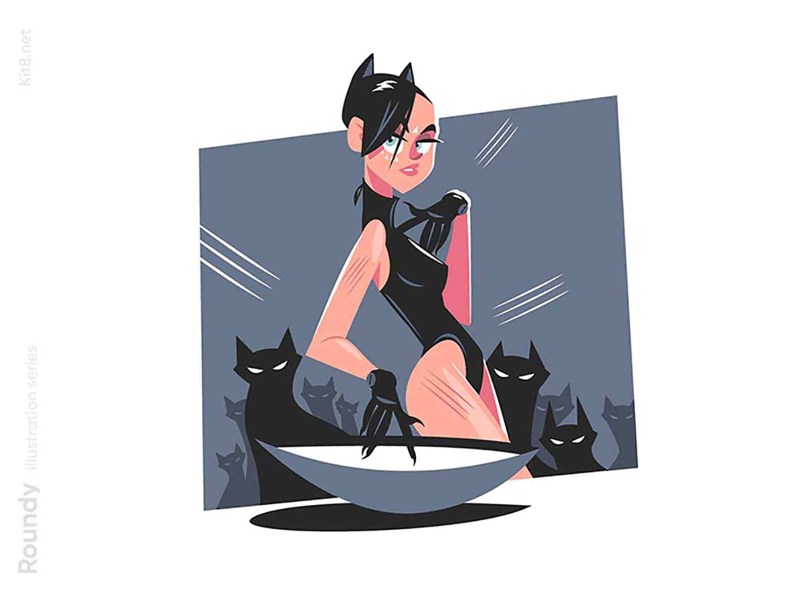 Woman in costume of a cat girl costume woman cat character flat vector.jpg