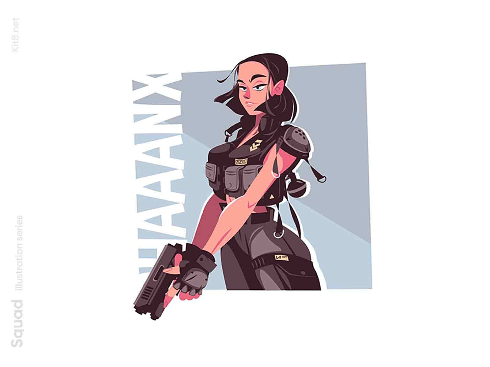 Woman police swat officer illustration weapon police swat officer gun.jpg