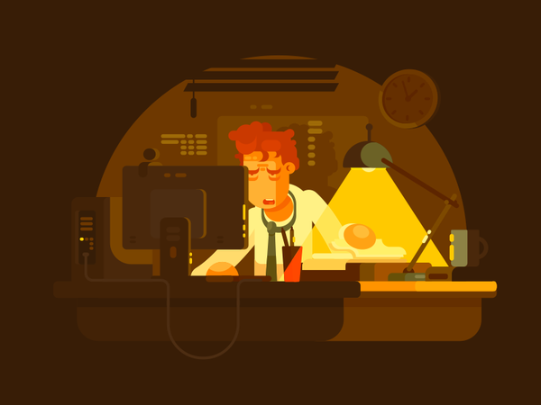 Work late business work businessman office man late tired character il.png