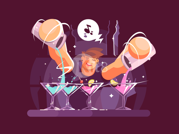Young bartender alcohol bartender cocktail glass bar drink illustratio.png