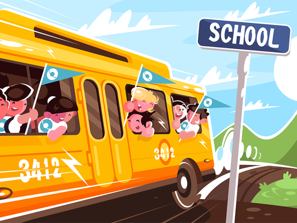 Yellow school bus character vehicle transport children bus school yell.png