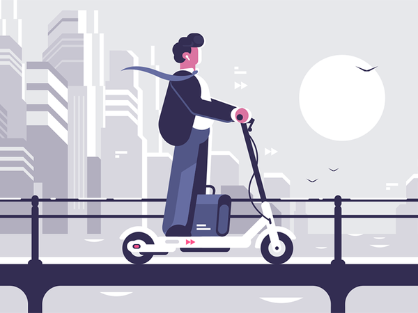 Young man riding electric scooter character transport cityscape scoote.png