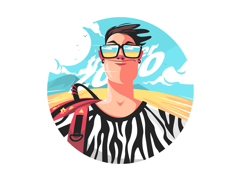 Zoo traveler in glasses kit8 flat vector illustration character print.png