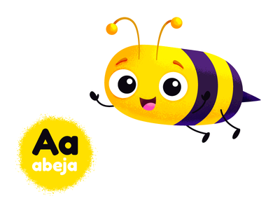 A de abeja mexico illustrator alfabeto vowels bee animal characterart.png
