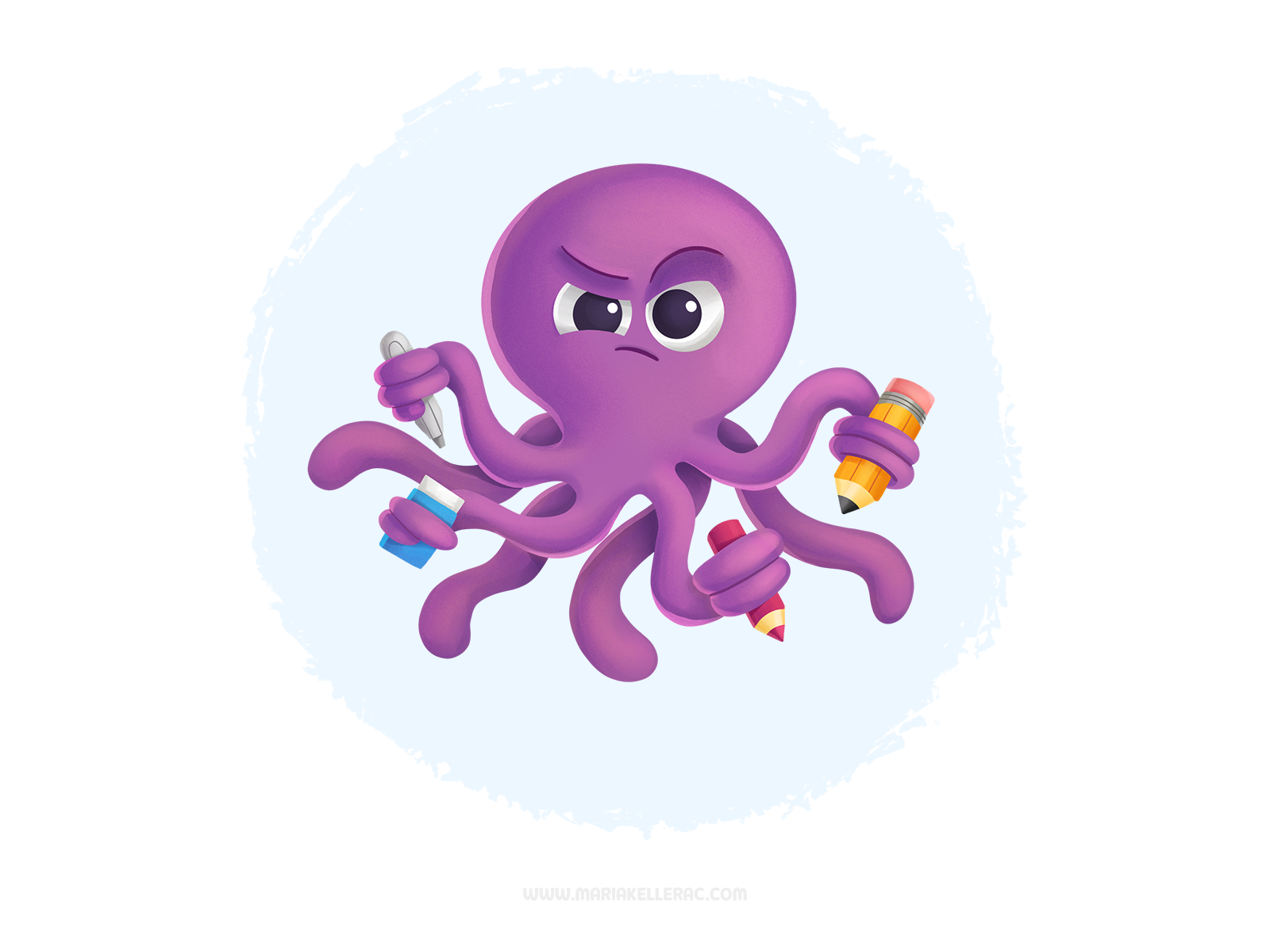 Artsy Octopus hardwork drawing art pulpo octopus characters cartoon cu.png