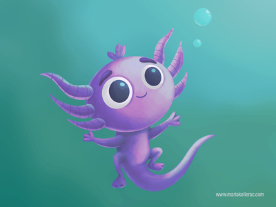 Axolotl water bookillustration baby axolotl mexico illustration childr.png