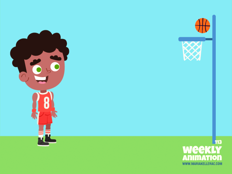 Basketball Boy jump hoop mexico ball illustration cute animation child.gif