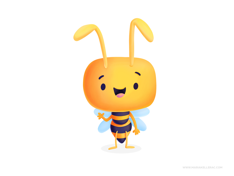 Bee niños hard work abeja bee ilustracion cartoons character procreate.png