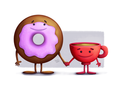 Best buddies coffee cafe donuts buddies amigos bestfriends cute charac.png