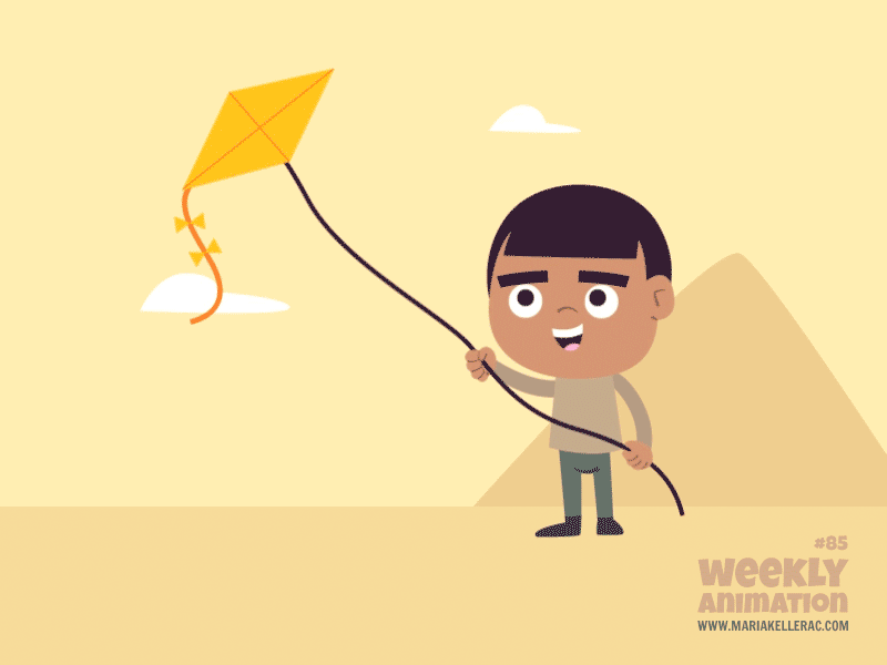 Boy with kite animation character imagination infancia cometa childhoo.gif