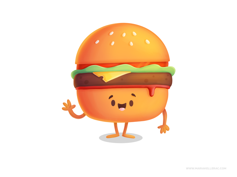 Burger fastfood burger kidlitart procreate kids cartoon character cute.png