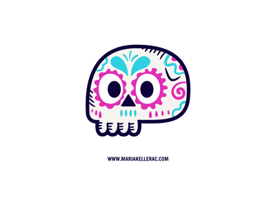 Calavera Sticker diademuertos sugarskull simple vector illustration co.png