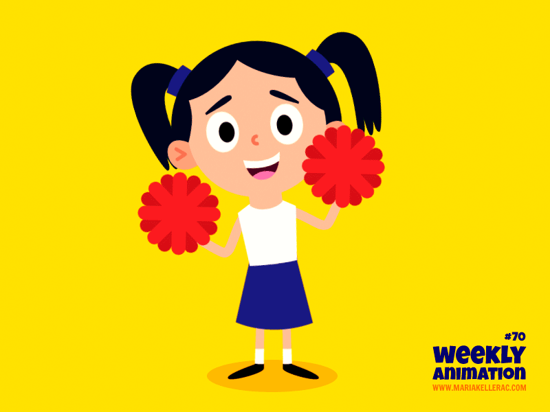 Cheerleader character children kids girl fun porrista cheereader anima.gif
