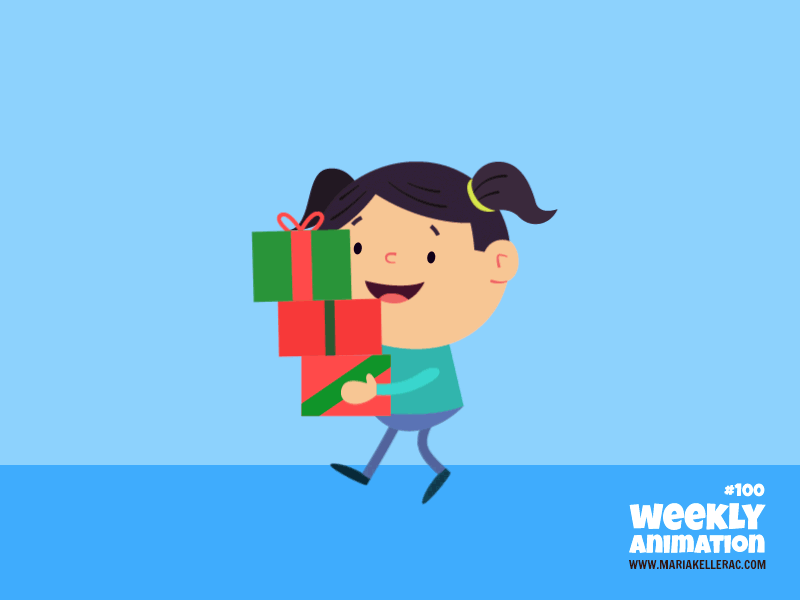 Christmas shopping navidad compras mexico animation kids girl walking.gif