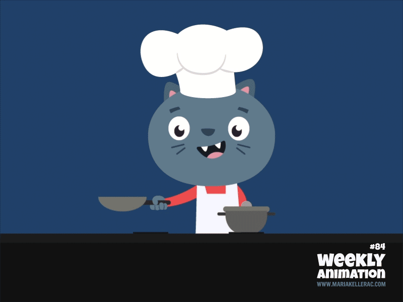 Cooking time cocina pancake gato mexico children animation kids hat co.gif