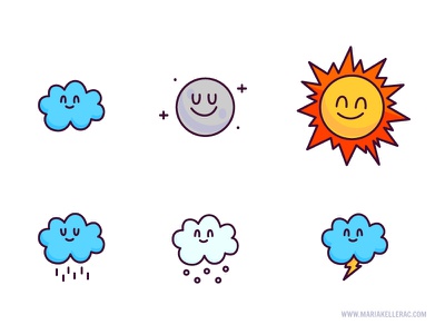 Cute weather set simple moon night snowy rainy sun cute illustration m.jpg