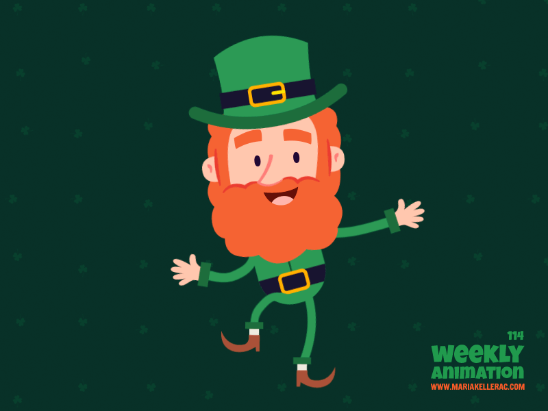 Dancing Leprechaun gold rainbow gif clover irish animacion mexico char.gif