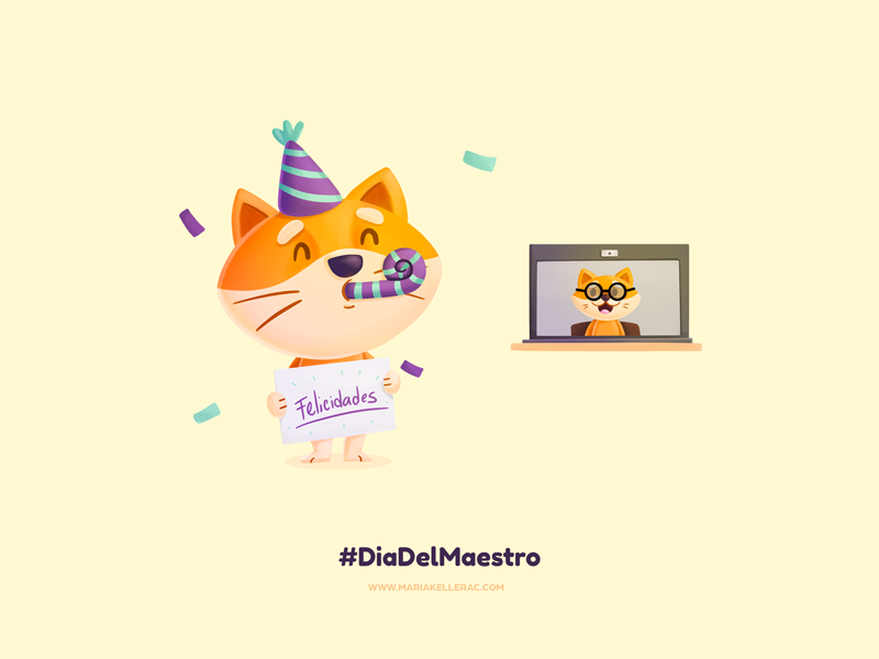 Dia del maestro hashtag social distance teacher shiba cute cartoon ilu.png