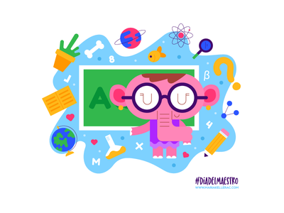 Dia del maestro cartoon mexico school learn education kidlitart illust.png