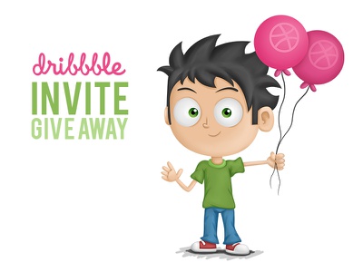 Dribbble Invite x2 invite giveaway digital art cartoon.jpg
