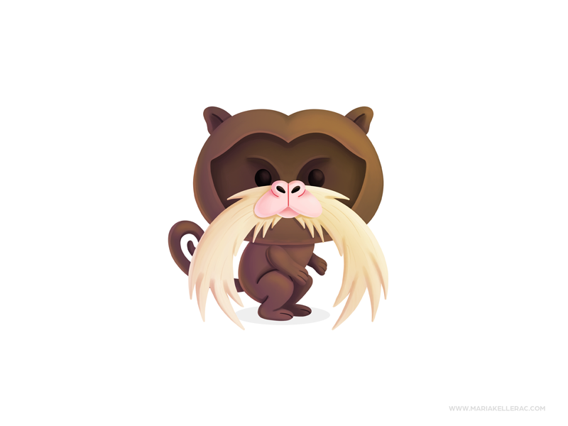 Emperor Tamarin Monkey animal mustache mono monkey children cute ilust.png