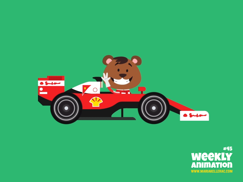 F1 driver formula1 ferrari bear illustration mexico velocidad animacio.gif