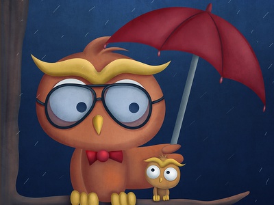 Fathers Day Illustration owl cartoon illustration kids parent buho cha.jpg