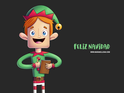Feliz Navidad illustration nice naughty list children kids cute elfo c.png