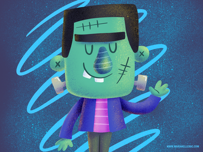 Frankie monsters notsoscary halloween kids cute character cartoon illu.png