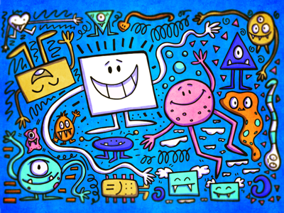 Funky shapes crazy colorful pattern mexico shapes mosnters cartoons.png