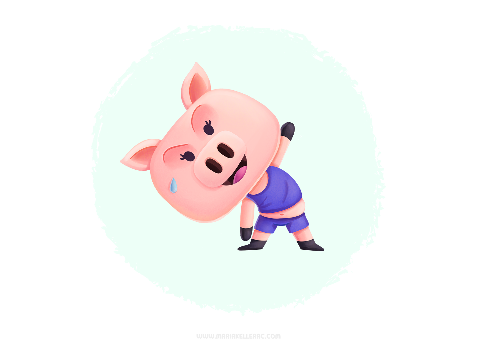 Get in shape kawaii cute cerdo gym sweat exercise pig mascot ilustraci.png