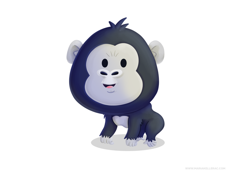 Gorilla children kidlitart animal gorilla procreate character cute car.png