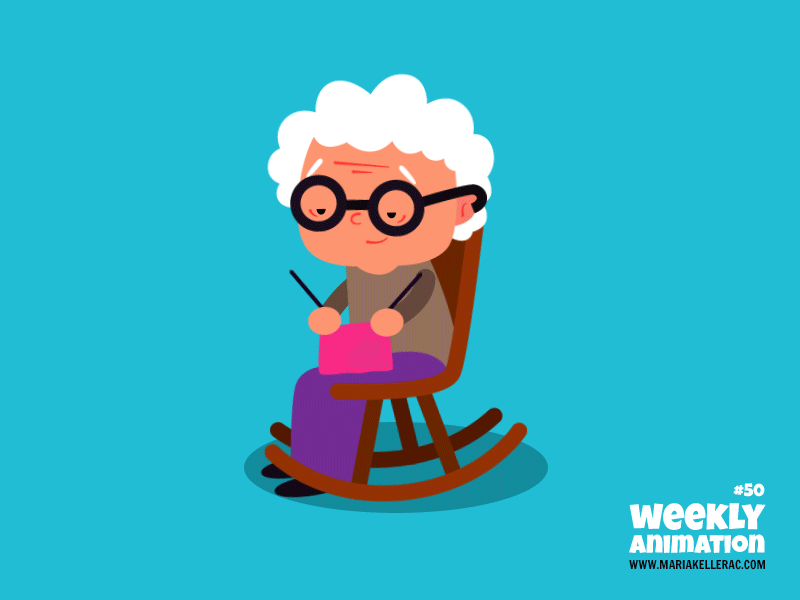 Grandma illustration kids tejer knit animacion animation abuelita gran.gif
