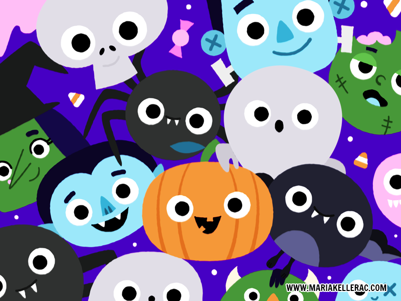 Halloween Fun halloween witch spider ghosts pumpkin vector kidlitart c.png