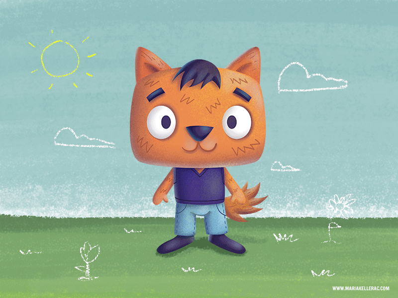 Happy fox kids children characters cartoon zorro fox ilustracion illus.gif