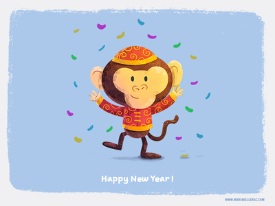 Happy Monkey Year! mexico illustration characters celebration mono yea.png