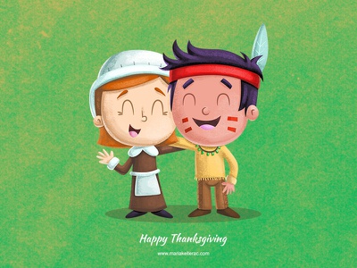 Happy Thanksgiving friendship pilgrim native mexico illustration thank.jpg