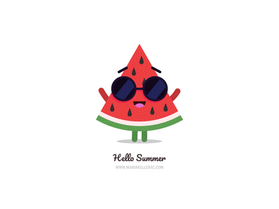 Hello Summer ilustracion illustration verano sandia mexico sunglasses.png