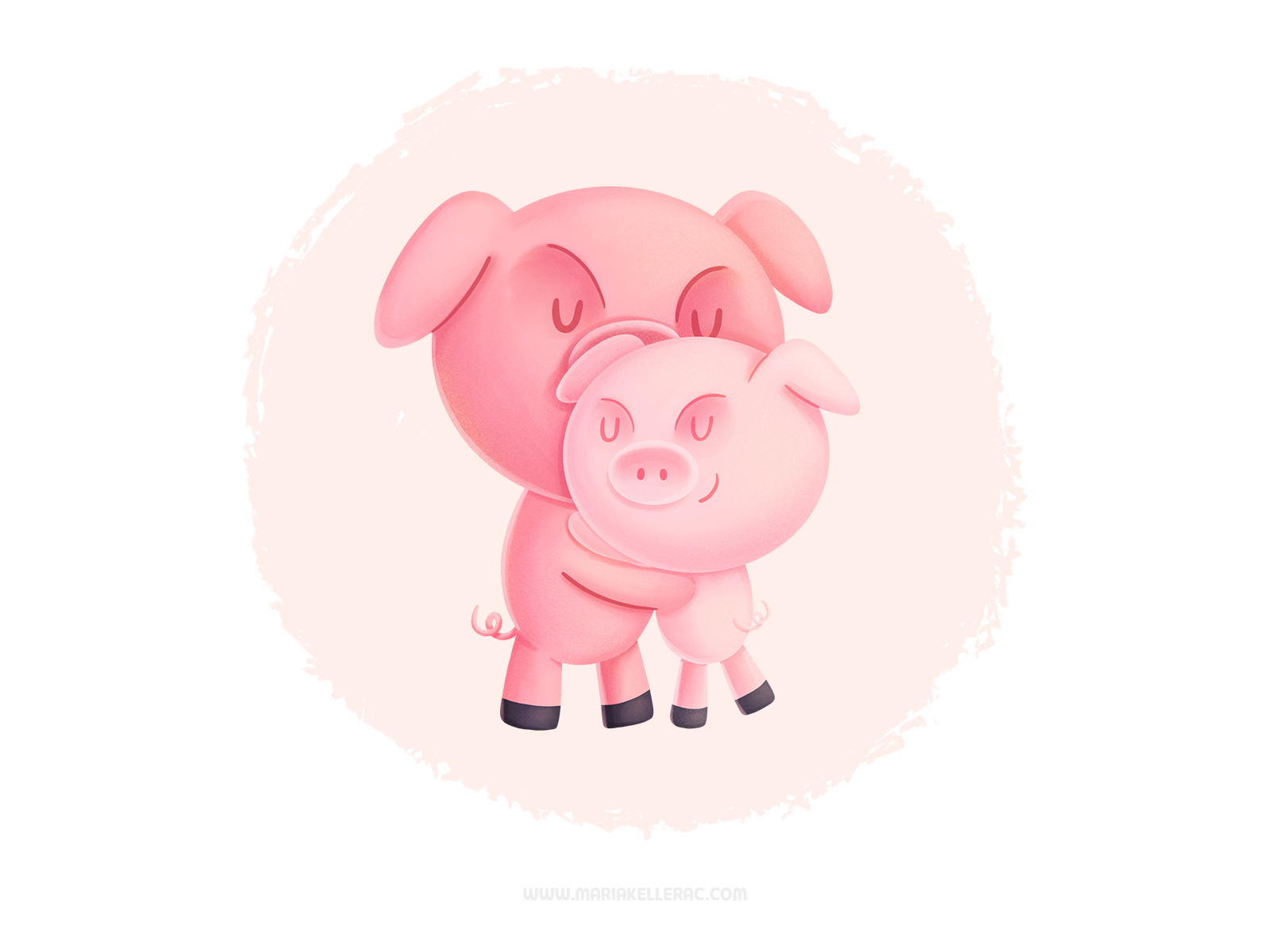 Hugs love hug cerdo pig ilustracion kidlitart procreate character mexi.png