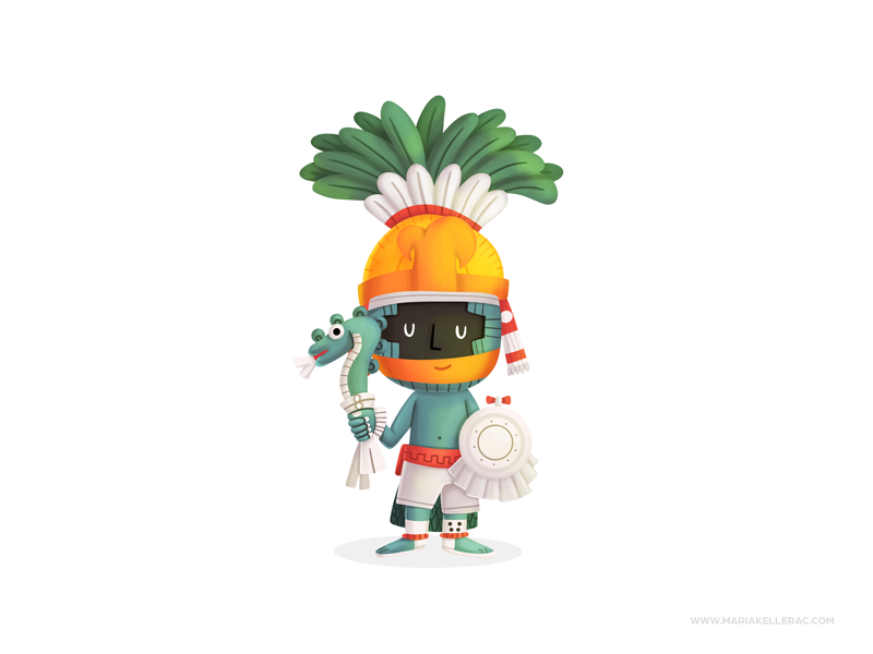 Huitzilopochtli illustration procreate aztecs gods history kidlitart c.png