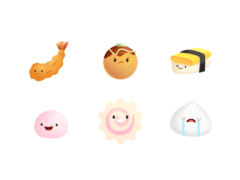 Japanese Food Animated Stickers naruto dumpling tempura mochi kawaii c.gif