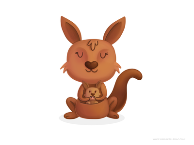 Kangaroo mom baby illustration mexico kids cartoon children cute chara.png
