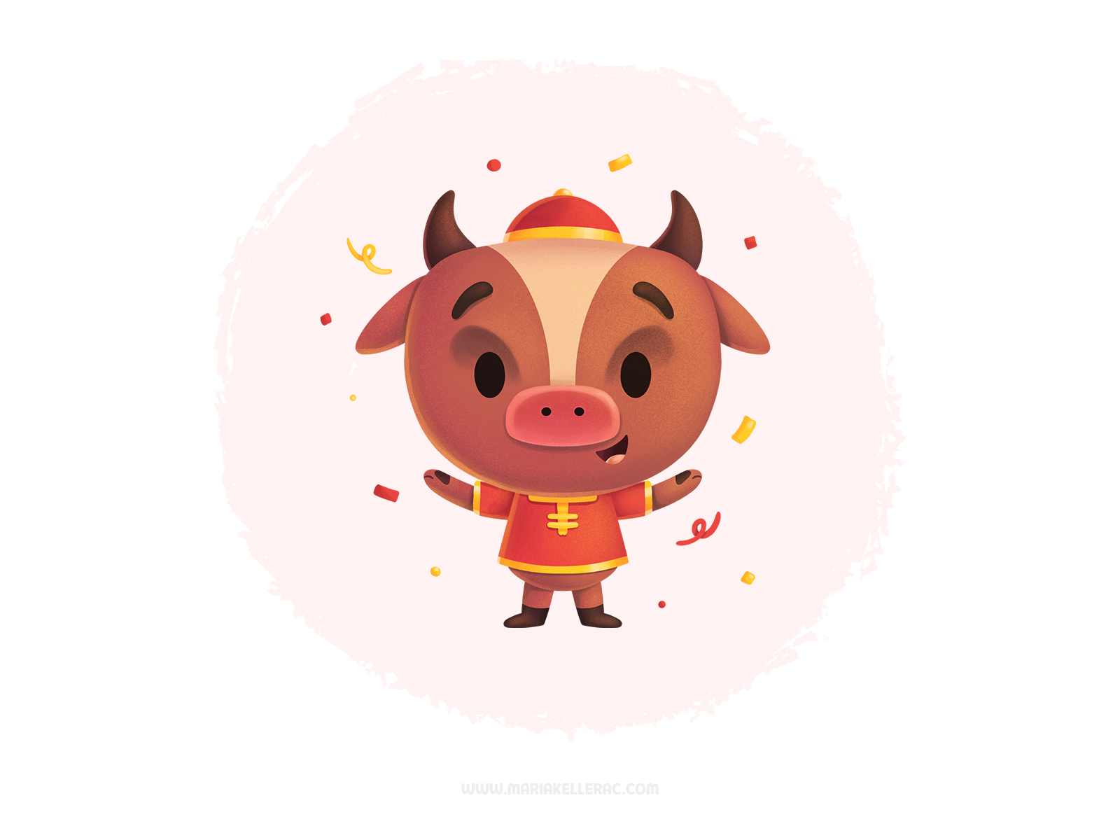 Lunar New Year 農曆新年 kawaii chinese lunar year happy new year ox childr.png